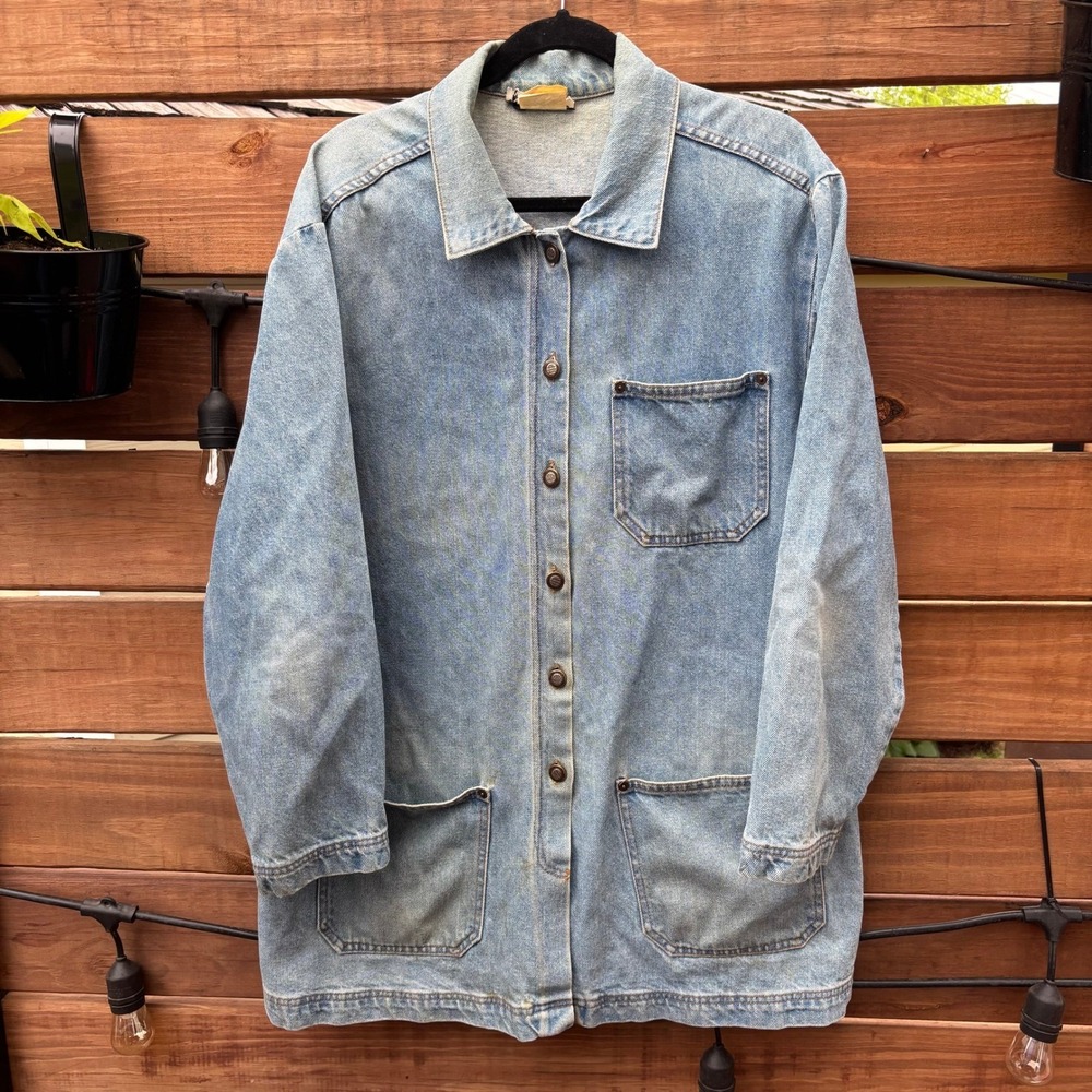 Rebel Denim Chore Coat Jacket Mens Medium Blue Vintage Made in Canada Workwear